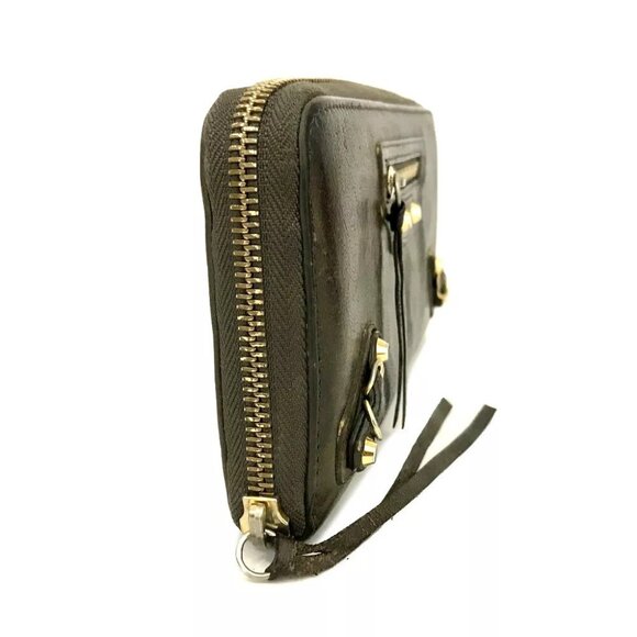 BALENCIAGA Classic Continental Leather Zip Around Long Wallet Khaki/3AG0256 - Picture 2 of 8